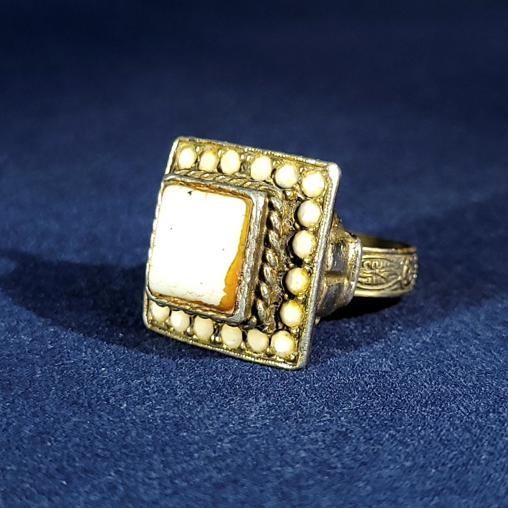 Vintage Square Multi Stone Adjustable Ring - image 1